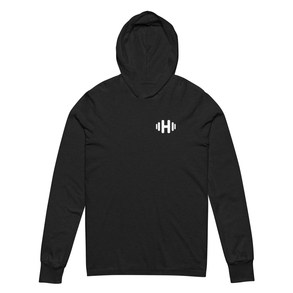HYBRD long-sleeve hooded tee — Charcoal-Black Triblend
